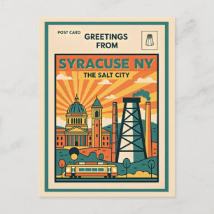 Cartão Postal Syracuse NY A Cidade do Sal Retro