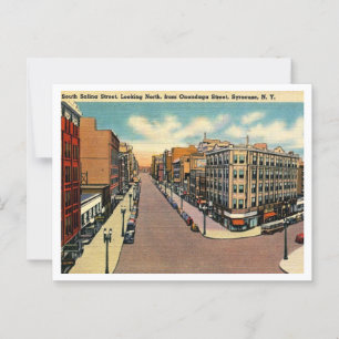 Cartão Postal Syracuse NY Salinas Rua View 1940s