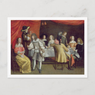 Cartão Postal T30878 Elegante Company Jantar debaixo de uma Capo