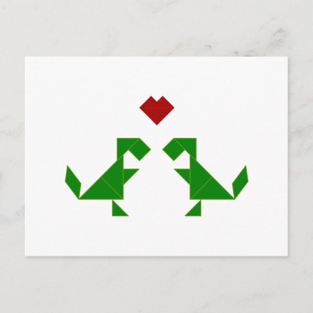 Cartão Postal T-Rex apaixonado (Tangramosaurus Rex) (Frente)