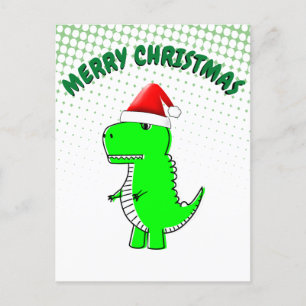 Cartão Postal T Rex Cute Dino Santas Chapat