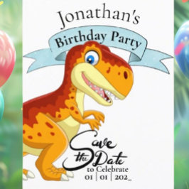 Cartão Postal T Rex de Ouro, Feliz Aniversário Menino