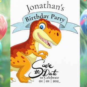 Cartão Postal T Rex de Ouro, Feliz Aniversário Menino