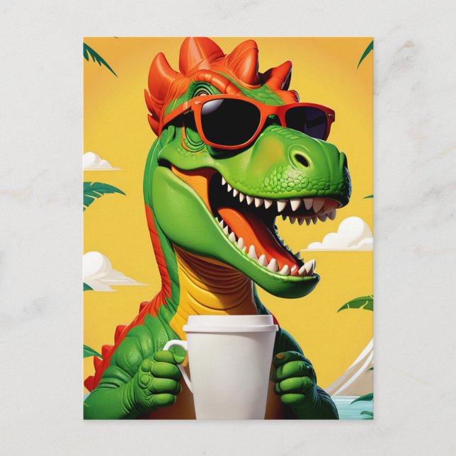 Cartão Postal T-Rex Dinossauro Engraçado  (Frente)