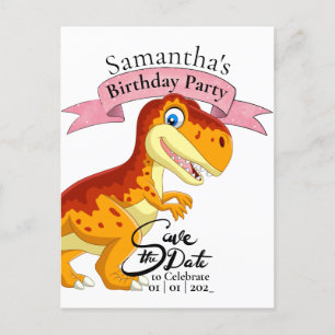 Cartão Postal T Rex Dourado, Menina Aniversariante 