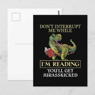 Cartão Postal T Rex não me interrompe enquanto estou lendo livro