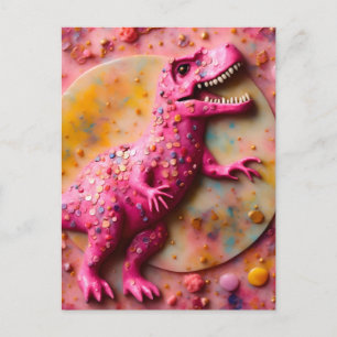Cartão Postal T-Rex Rosa