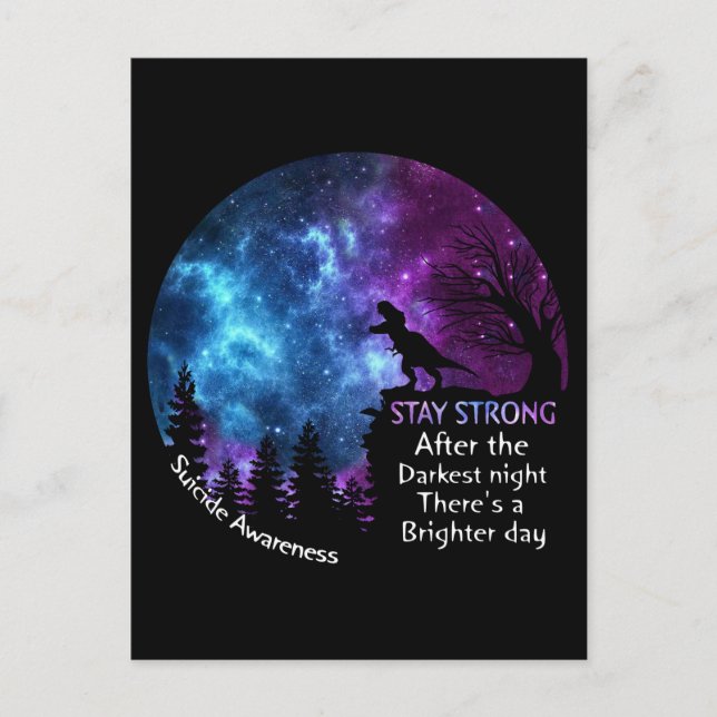 Cartão Postal T-Rex Sensibilização para o suicídio Permaneça For (Frente)