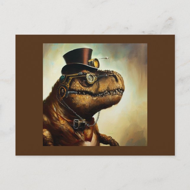 Cartão Postal T Rex Steampunk (Frente)