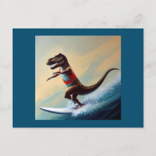 Cartão Postal T Rex Surfing