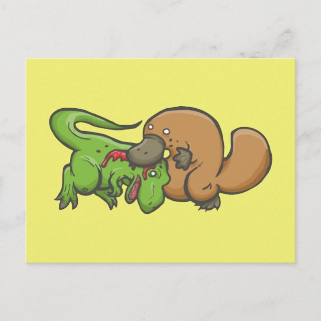 Cartão Postal T-rex vs Platypus (Frente)