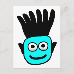 Cartão Postal T-Ron — Criança Com Funky Mohawk, Azul