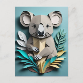 Cartão Postal T-shirt de Design de arte em papel Koala 3D