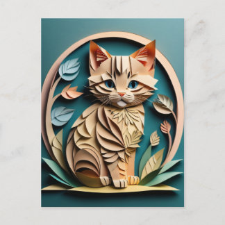 Cartão Postal T-shirt de Design de Kitten de Art. 3D