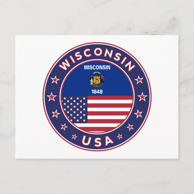 Cartão Postal t-shirt de Wisconsin, (Frente)