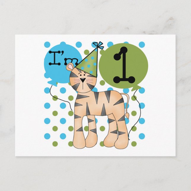 Cartão Postal T-shirts e presentes primeiros aniversarios de Tig (Frente)