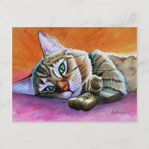 Cartão Postal Tabby Cat com rosto suave