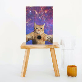 Cartão Postal Tabby Vermelho Fazendo uma Selfie no Espaço