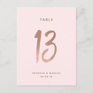Cartão Postal Tabela de Casamento Dourado de Rosa de Pincel Mode