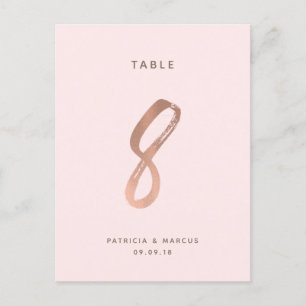 Cartão Postal Tabela de Casamento Dourado de Rosa de Pincel Mode