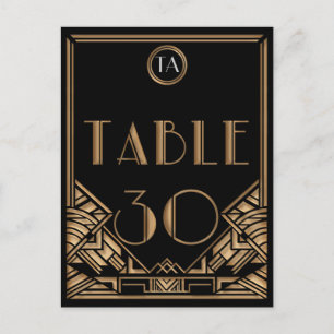 Cartão Postal Tabela de Estilo de Arte Dourada Preta Deco Gatsby