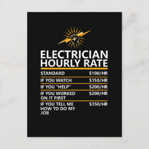 Cartão Postal Tabela de Taxa Horária do Eletricista Engraçado Pr