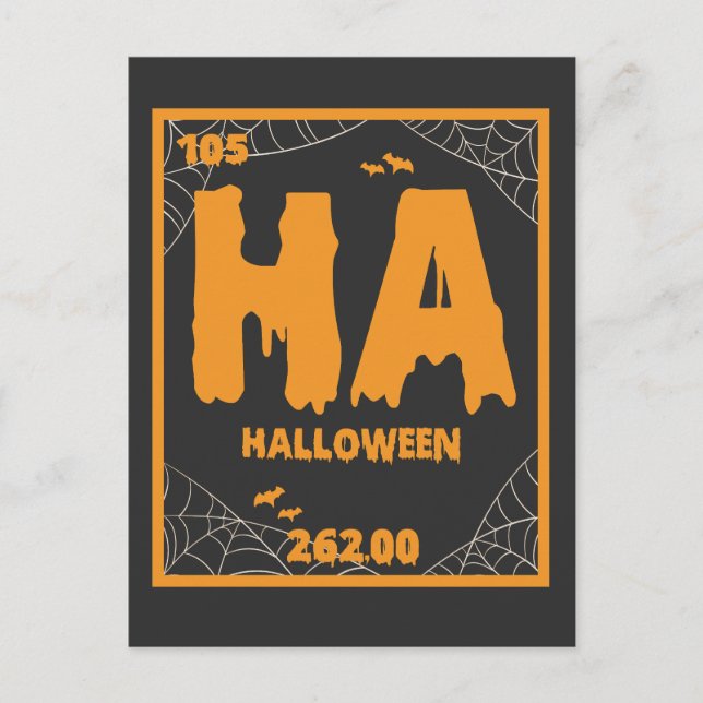 Cartão Postal Tabela Periódica Divertida de Química de Halloween (Frente)