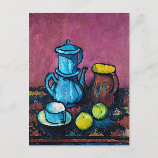 Cartão Postal Tableware e Maçãs de Café | Alexander Kanoldt (Frente)