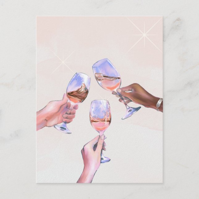 Cartão Postal Taça de Champanhe de comemoração aplaudindo Brinda (Frente)
