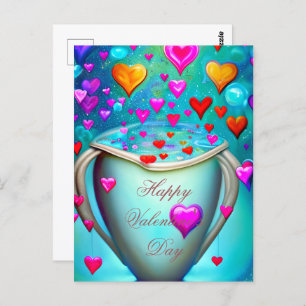 Cartão Postal Taça rebentando com namorados de coração