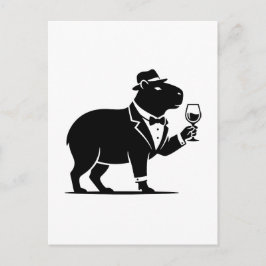 Cartão Postal Tacaça de Vinho Capivara Engraçada Minimalista Mod