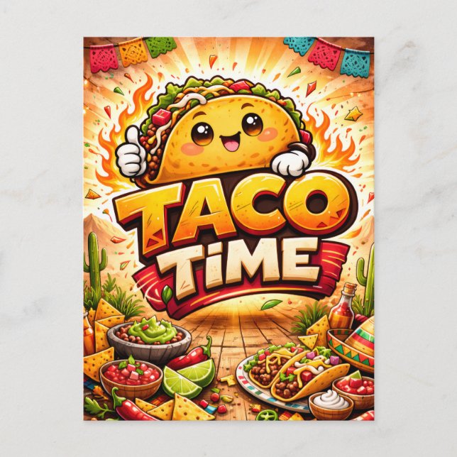 Cartão Postal Taco Time - Fiasco de Festa - Amantes de Comida (Frente)