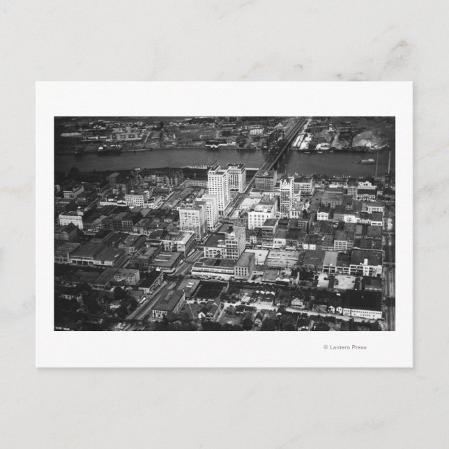 Cartão Postal Tacoma, WA View Business District, da Air (Frente)