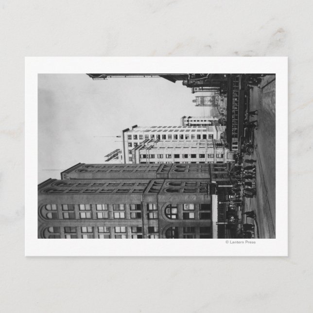 Cartão Postal Tacoma, WA - Vista de Centro das Ruas Principais (Frente)