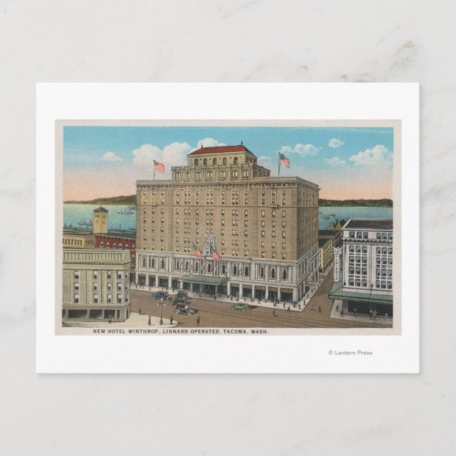 Cartão Postal Tacoma, WA - Vista do Hotel Winthrop (Frente)