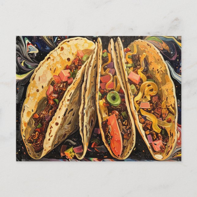 Cartão Postal Tacos em um estilo klimt (Frente)
