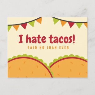 Cartão Postal Tacos Mexicanos Ilustrados Engraçados