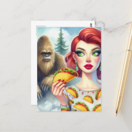 Cartão Postal Tacos na Floresta com Sasquatch