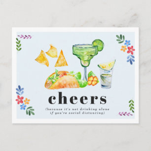 Cartão Postal Tacos Sozinhos bebendos e Tequila Distância Socia
