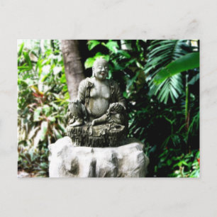 Cartão Postal Tailandês Rindo Buda em Jardim