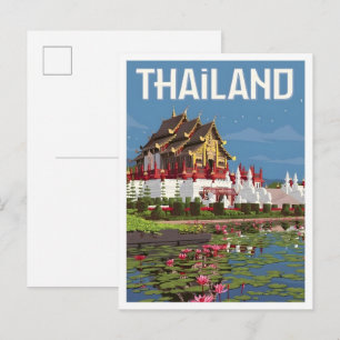 Cartão Postal Tailândia Arte Vintage Viagem