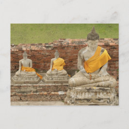 Cartão Postal Tailândia, Ayutthaya. Estátuas de budas sentados