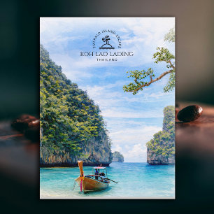 Cartão Postal Tailândia, Ilha Koh Lao Lading Aquarela