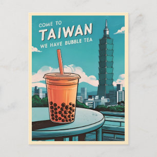 Cartão Postal Taipé Viagens vintage Retro 101 Taiwan Boba Tea
