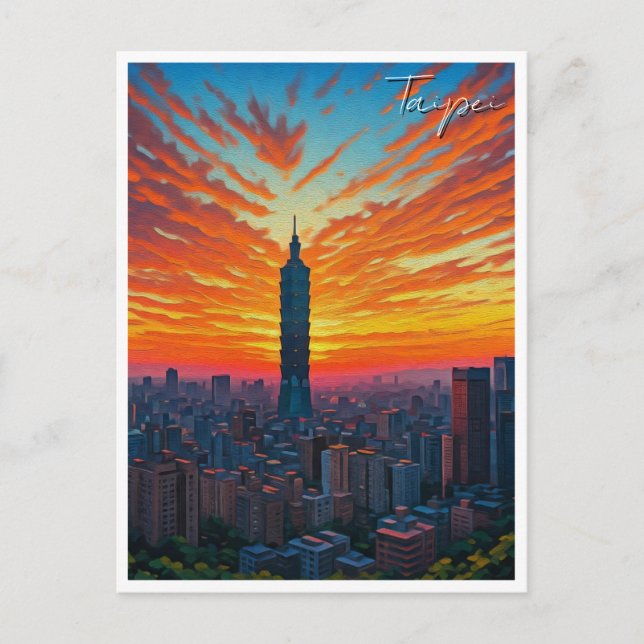 Cartão Postal Taipei 101 Taiwan Sunset (Frente)
