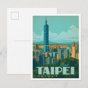Cartão Postal Taipei Taiwan Arte Vintage Viagens 
