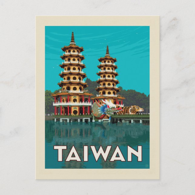 Cartão Postal Taiwan | Dragão E Pagodas De Tigre (Frente)