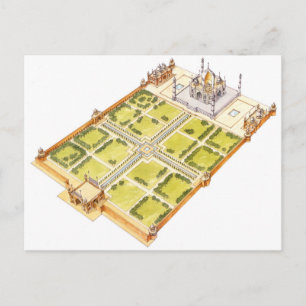Cartão Postal Taj Mahal. Adra Índia. Túmulo e jardins