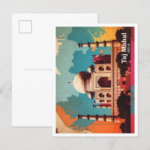 Cartão Postal Taj Mahal Agra India Pop Art Viagem