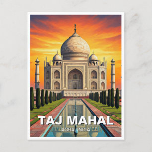 Cartão Postal Taj Mahal Ágra Índia Viagem Pôr do Sol
